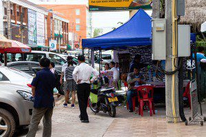 Hustlers in front of the consulate.