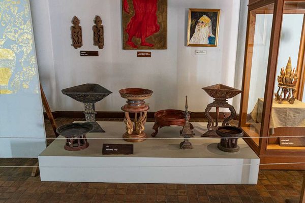 Different offerings trays made from Teak wood Rai Mae Fah Luang, Chiang Rai, Thailand